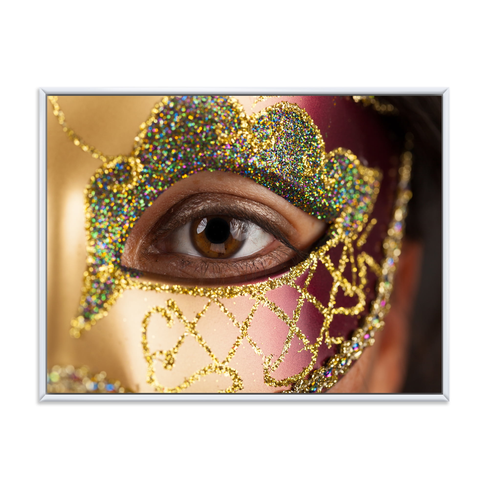Designart 'Girl With Venetian Mask' Modern Framed Canvas Wall Art Print