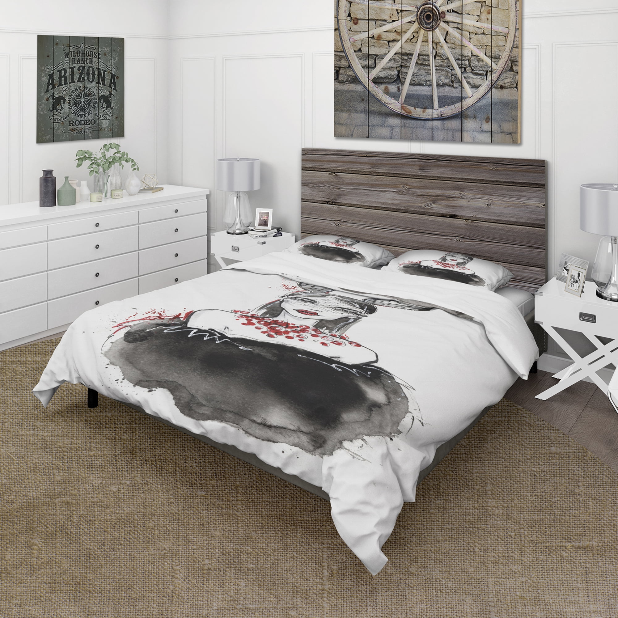 Designart 'Girl in Bunny Costume' Glamour Duvet Cover Set