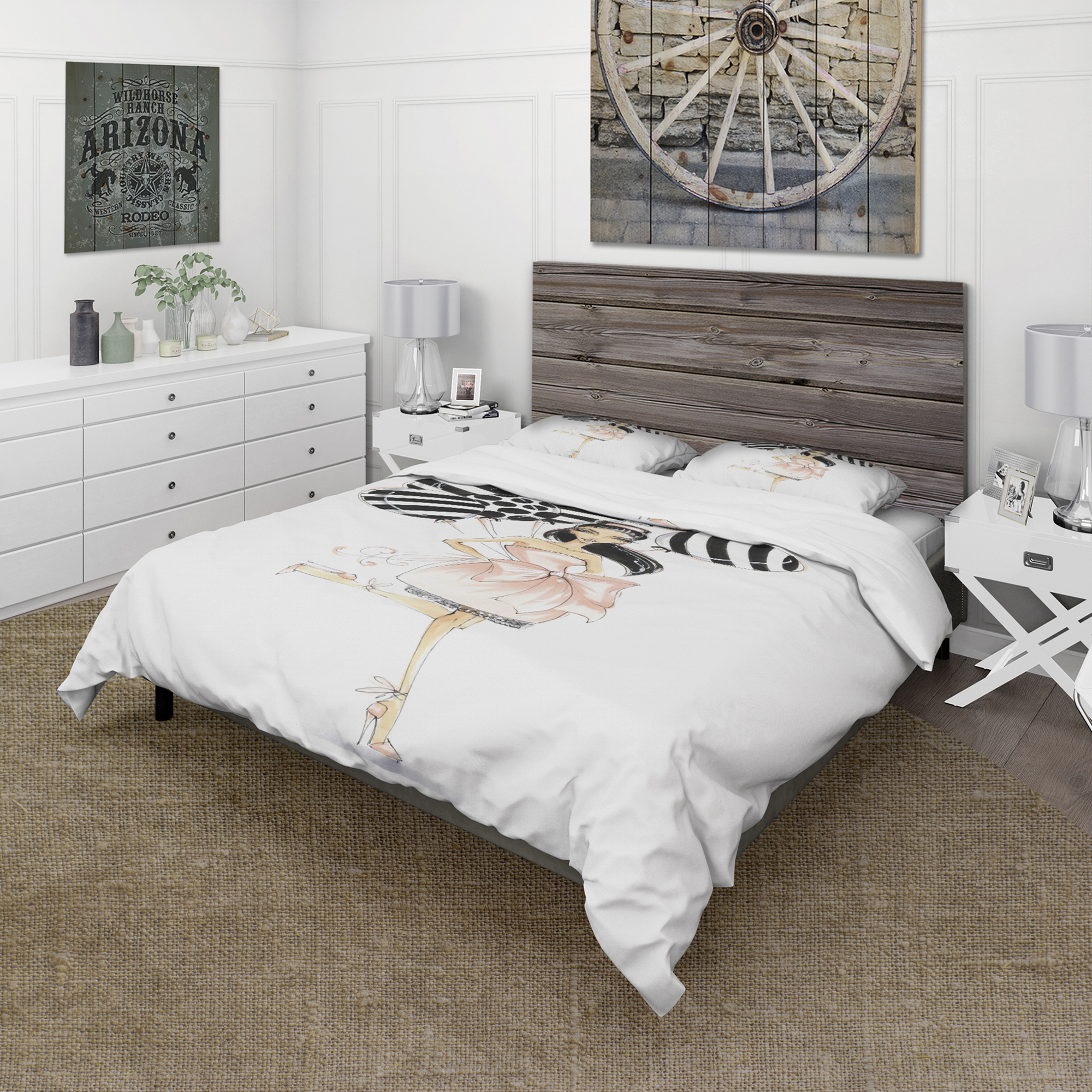 Designart 'Girl with Baloons' Glamour Duvet Cover Set