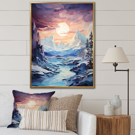 Designart "Glacier Frozen Majesty Collage" Landscape & Nature Floater Framed Wall Art Print