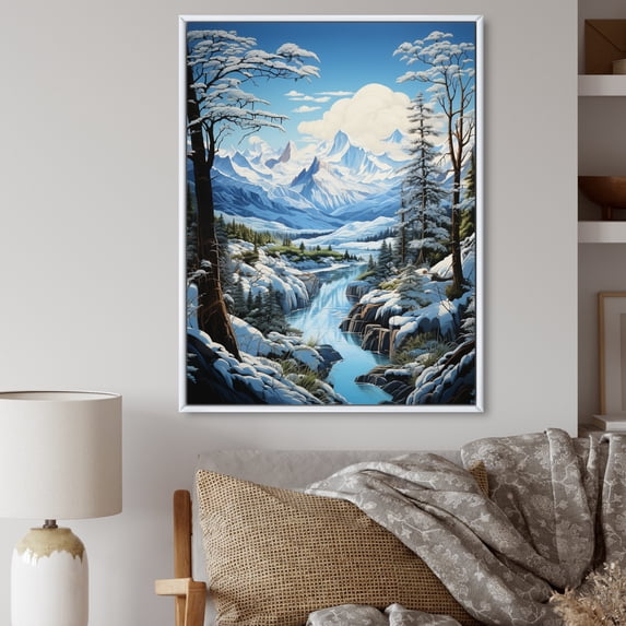 Designart "Glacier Glacial Pastoral II" Landscape & Nature Floater Framed Wall Art Living Room