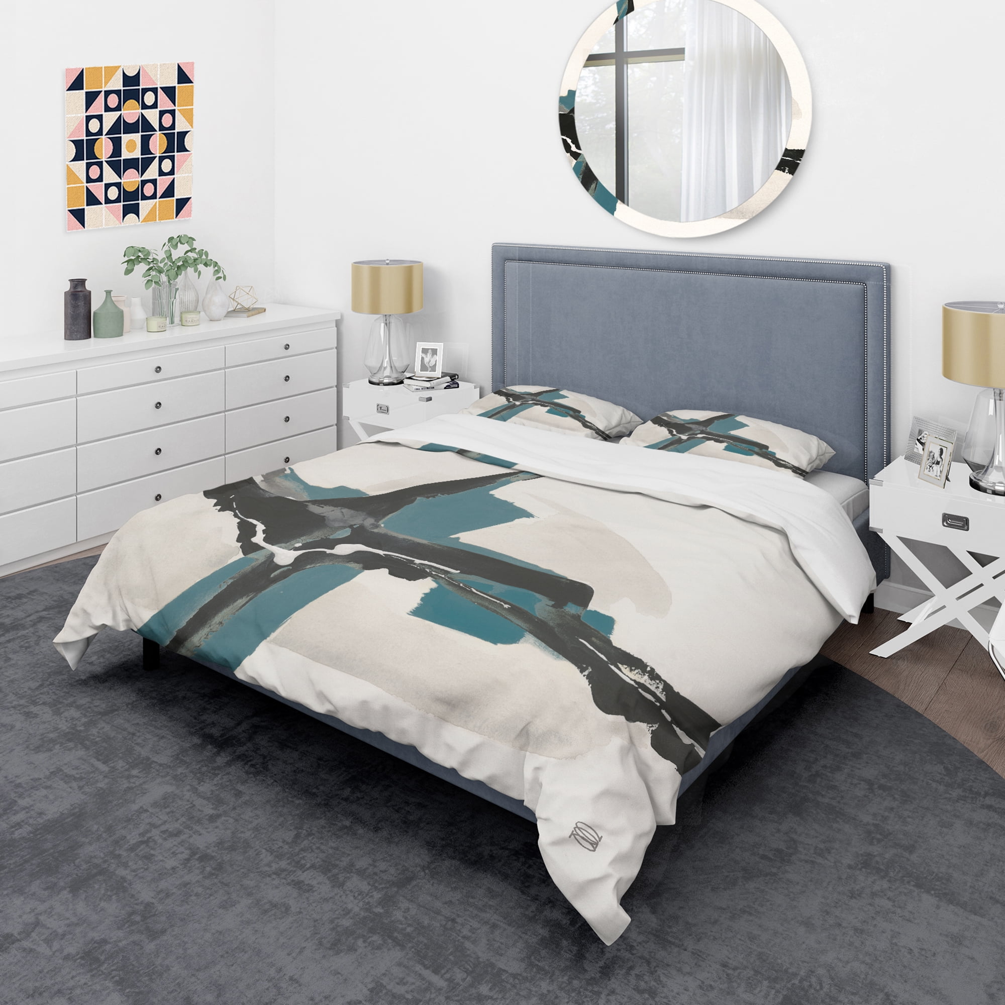 Designart 'Glam Cerulean I' Glam Duvet Cover Set
