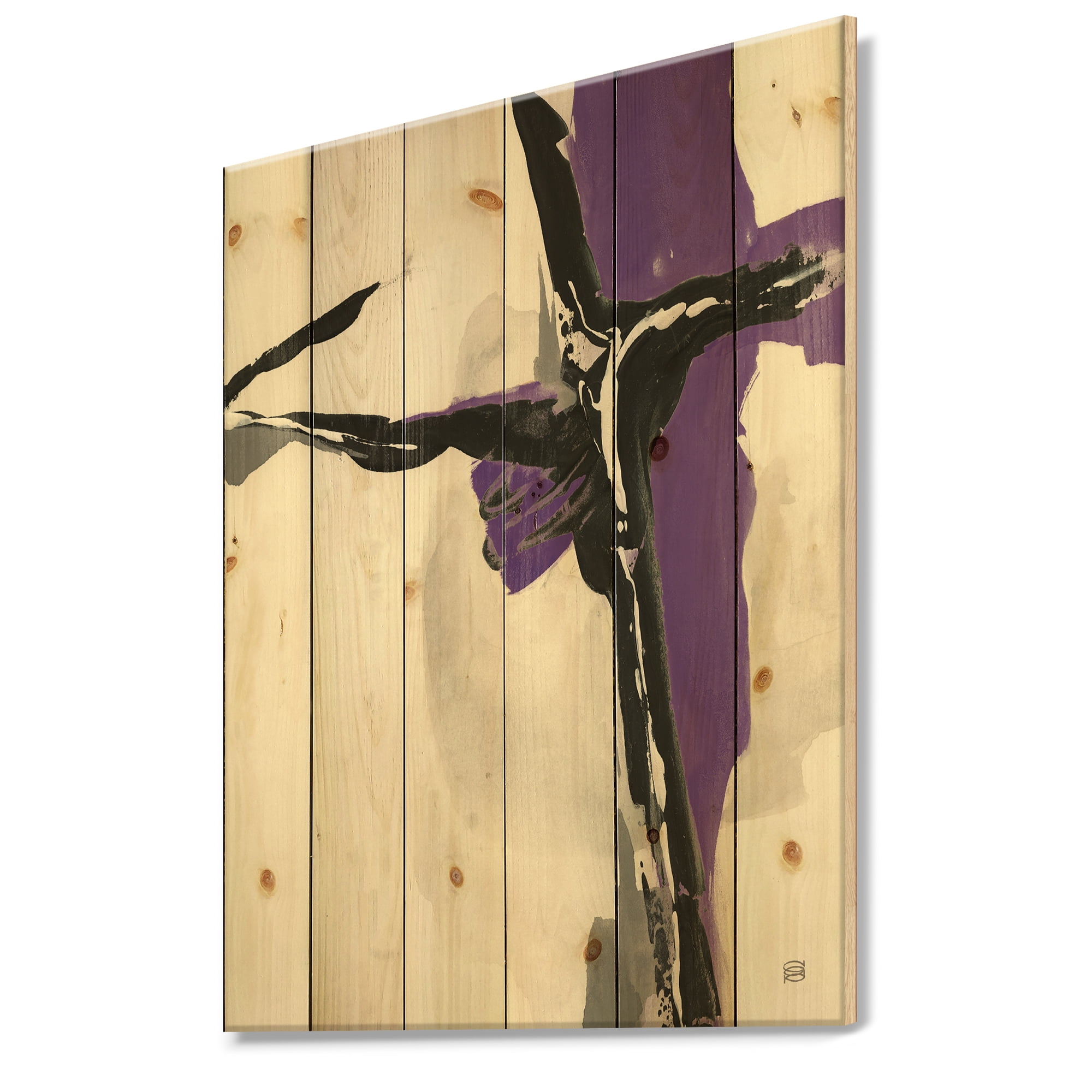 Designart 'Glam Cerulean I' Transitional Print on Natural Pine Wood