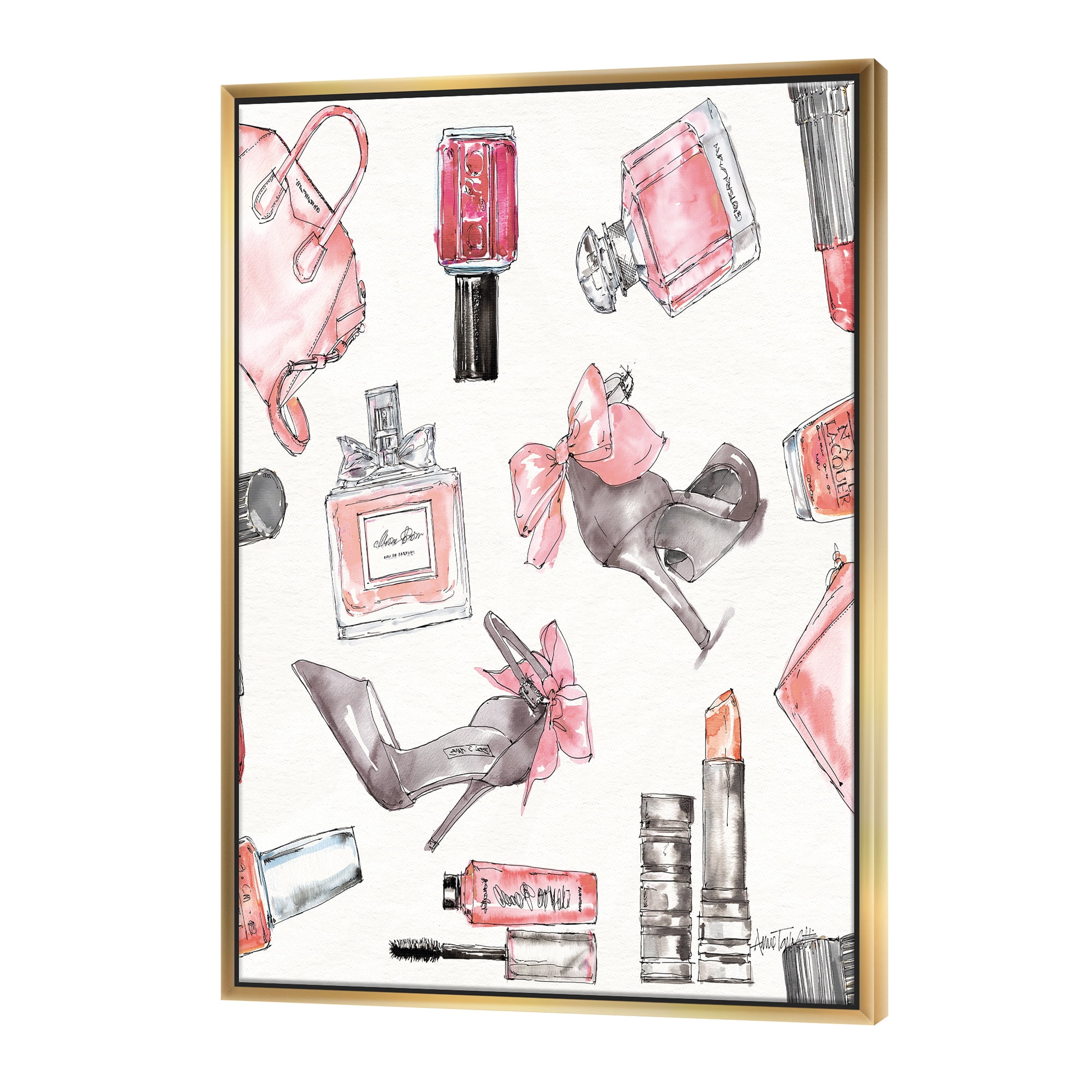 Designart ' Glam Chic Accents Pattern I ' Fashion Framed Canvas