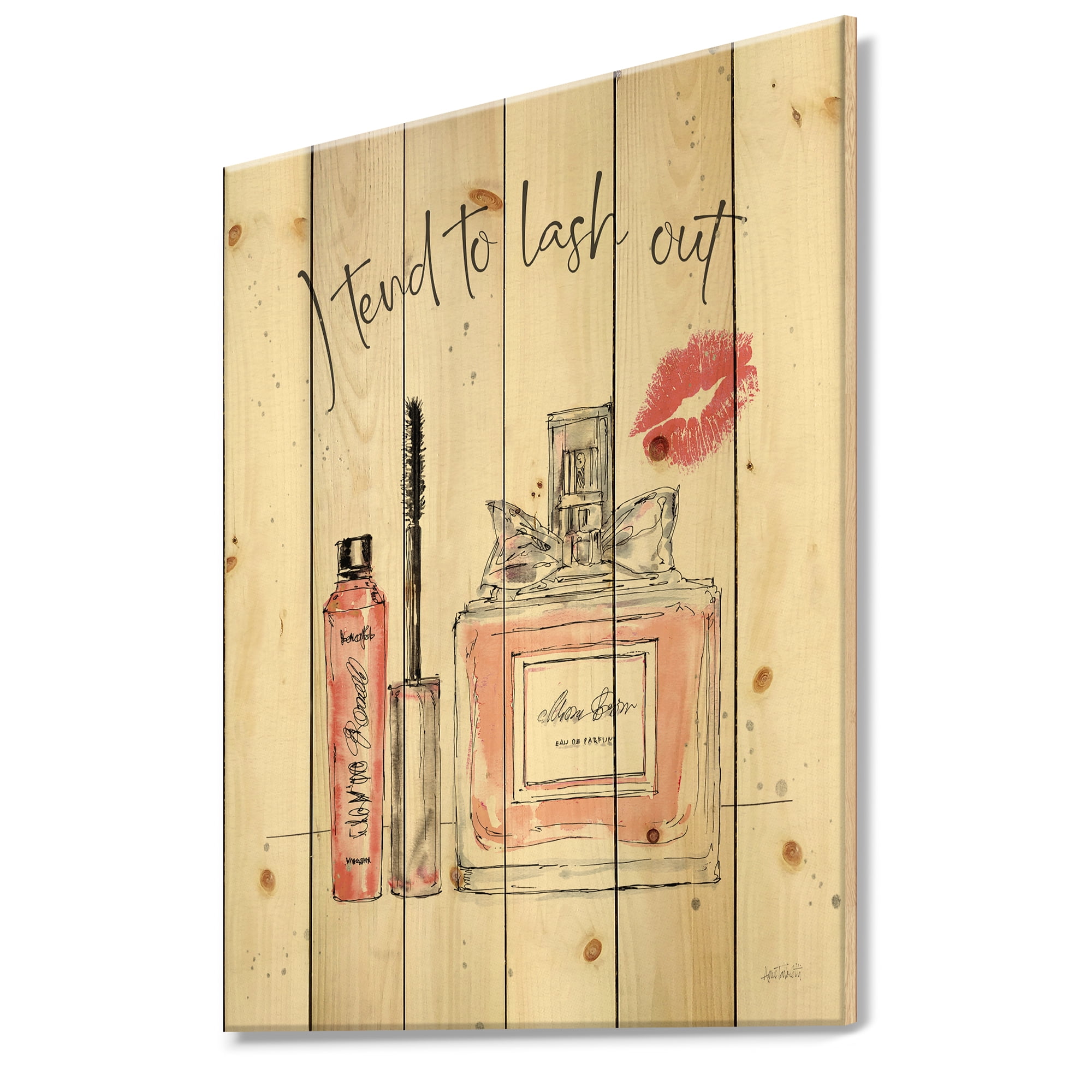 Designart 'Glam Chic Accents V' Fashion Print on Natural Pine Wood