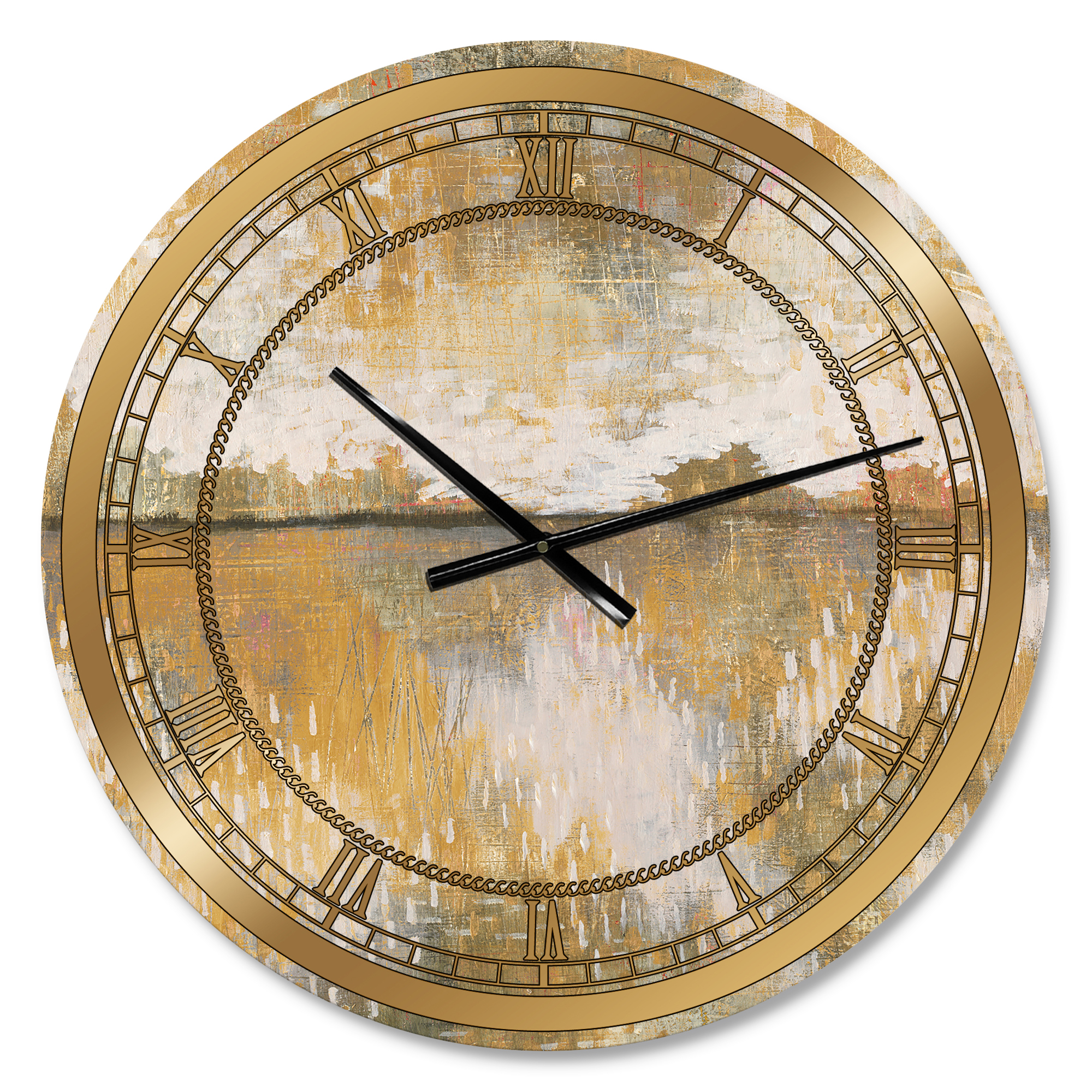 Designart 'Glam Cream and Brown Curious Sky' Glam Wall Clock