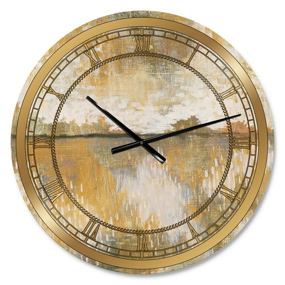 Designart 'Glam Cream and Brown Curious Sky' Glam Wall Clock