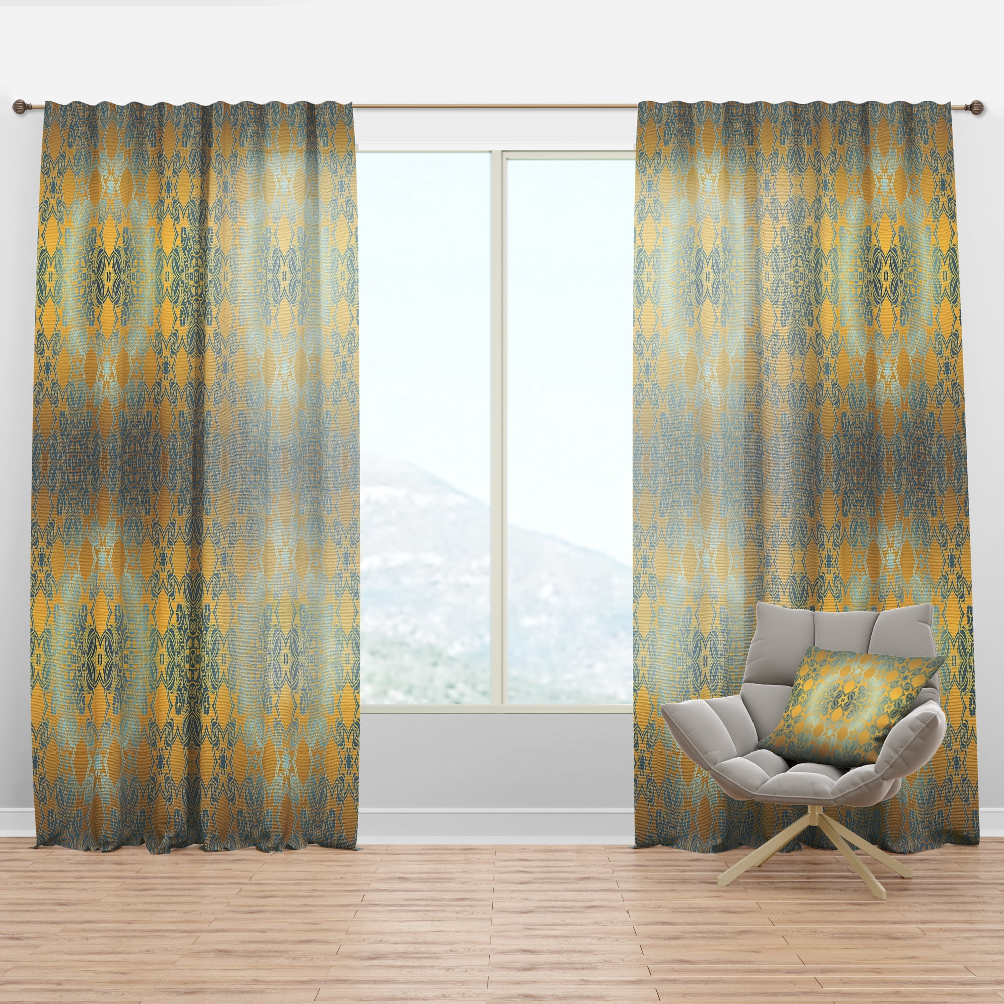 Designart 'Glam Flowers Decorative Pattern' Glam Curtain Panel