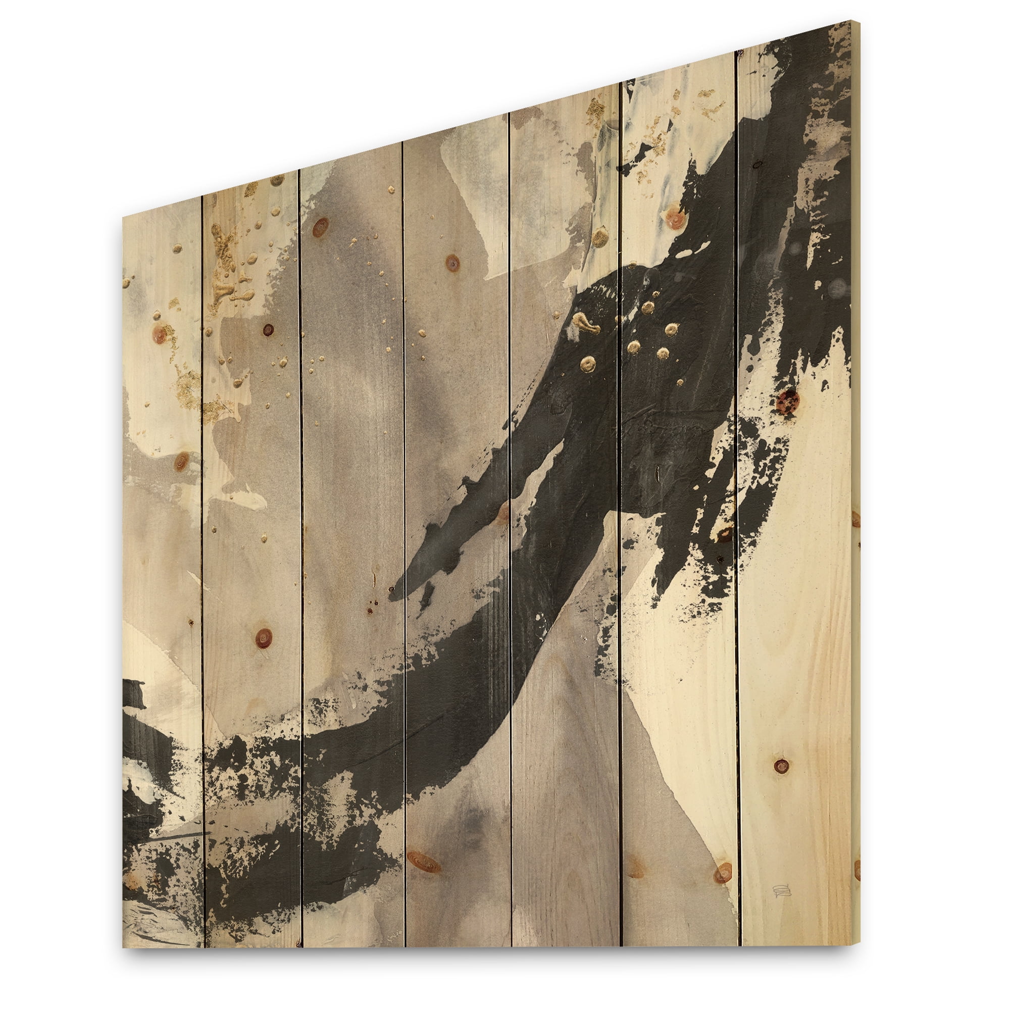Designart 'Glam Fractal Arcs III' Transitional Print on Natural Pine Wood