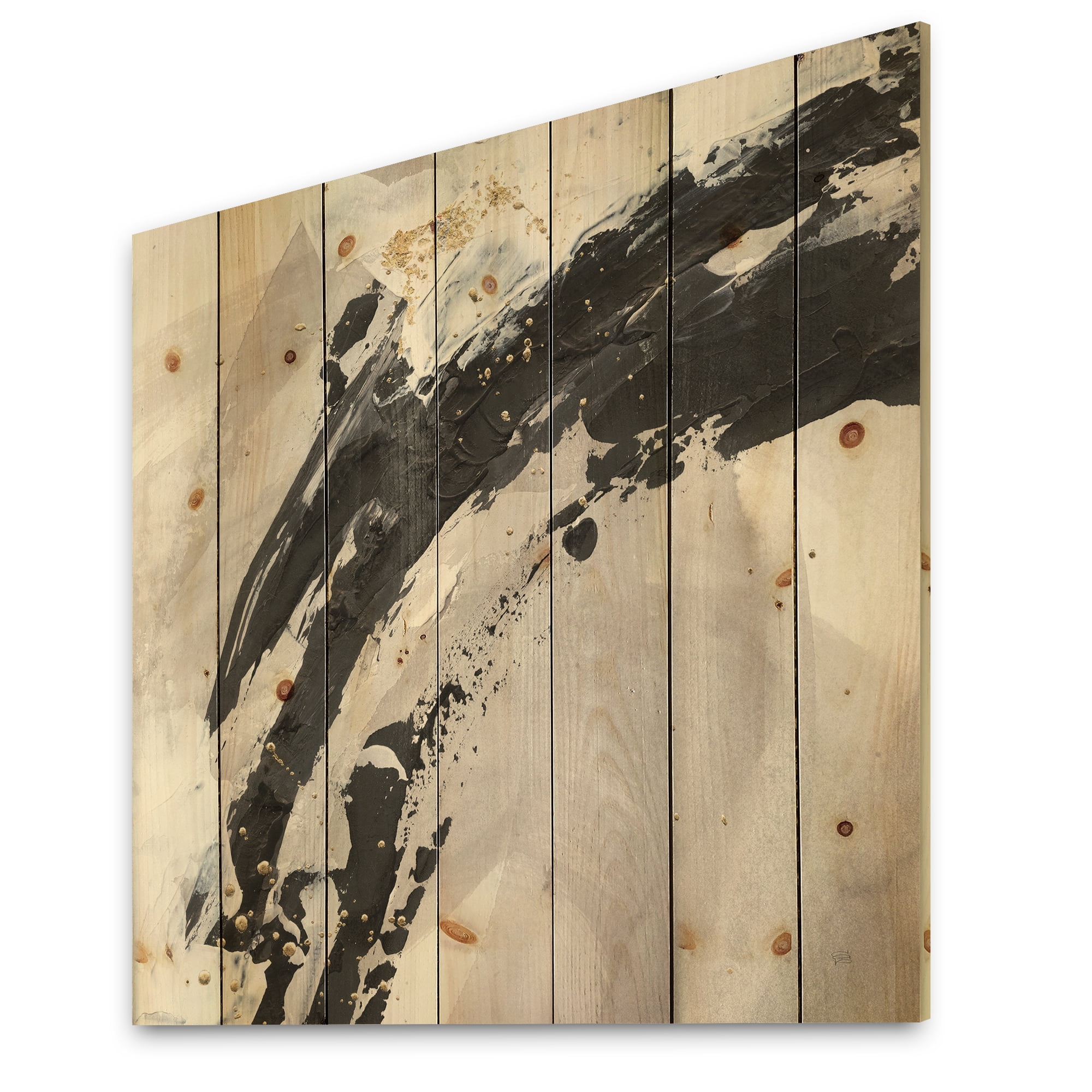 Designart 'Glam Fractal Arcs IV' Transitional Print on Natural Pine Wood