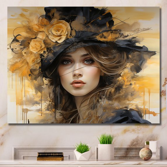 Designart "Glam Gilded gracefulness Woman Portrait II" Fashion Wall Decor