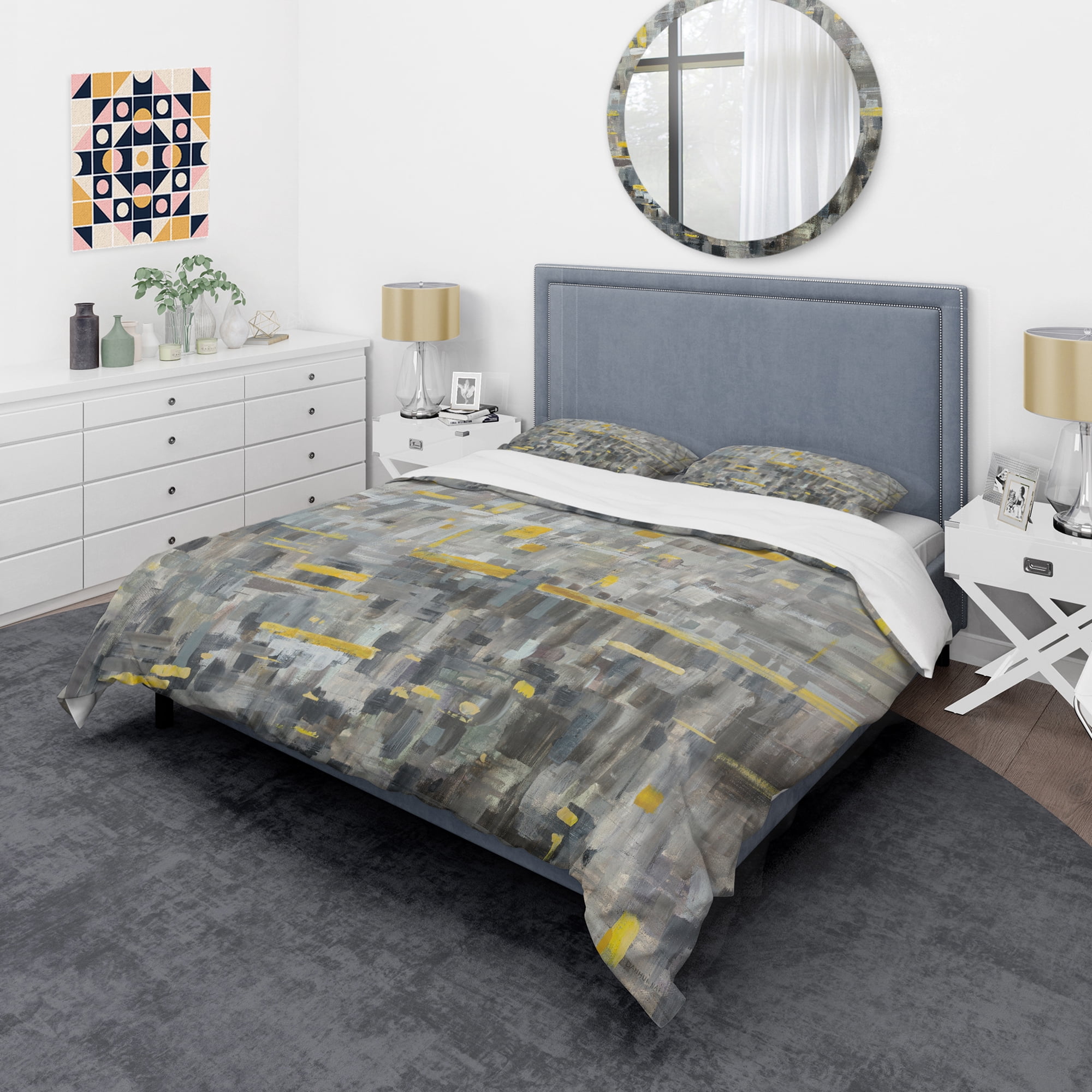 Designart 'Glam Gold Reflection' Glam Duvet Cover Set