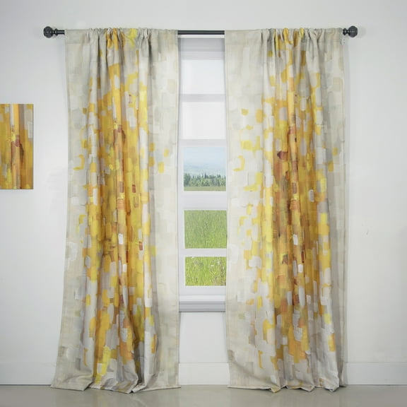Designart 'Glam Gold Yellow Explosion Blocks' Modern Curtain Panel