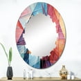 thumbnail image 1 of Designart "Glam Orange Beige composition I" Fashion Round Wall Mirror - Glam Oval Printed Decorative Oversized Mirror - Multiple Color Options, 1 of 4