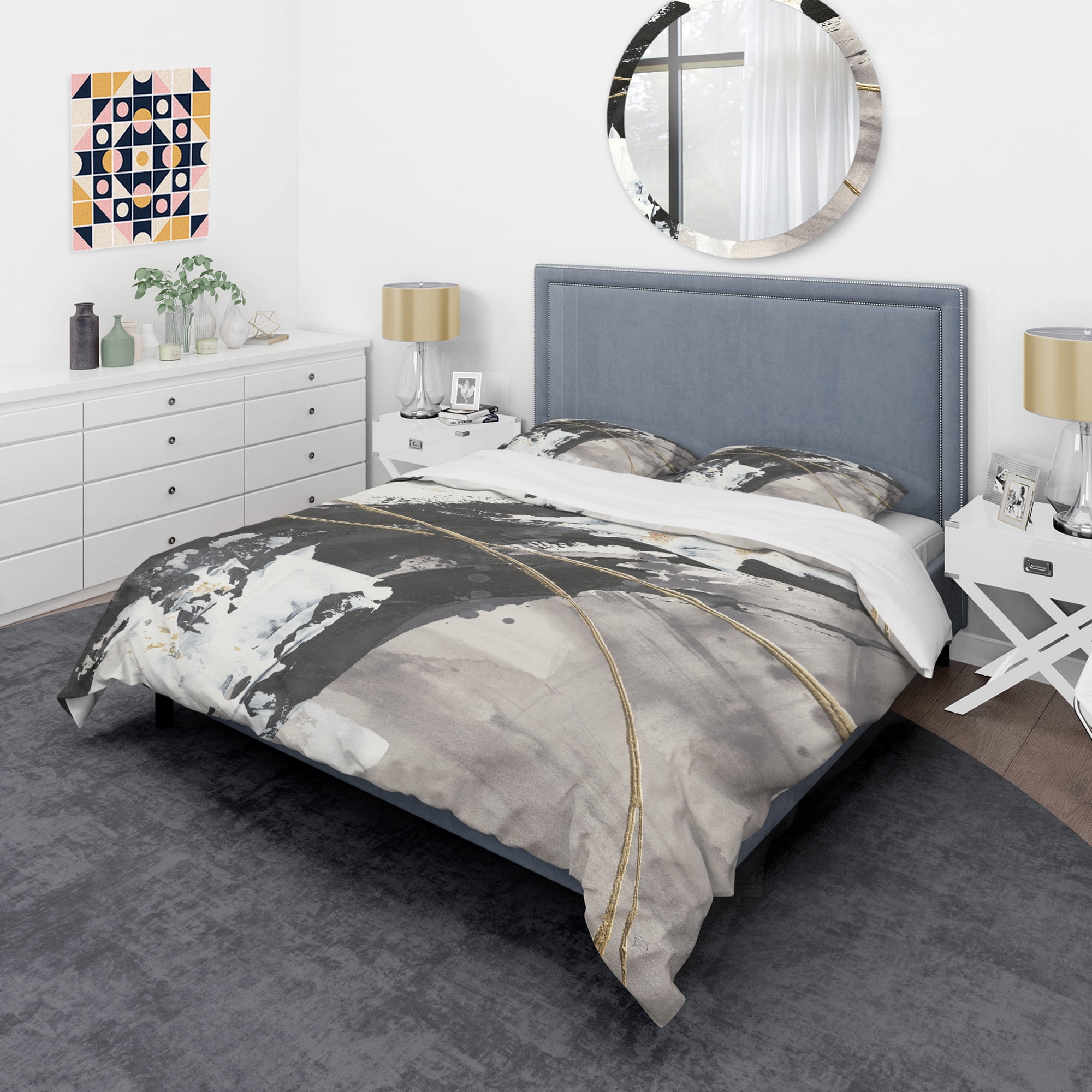 Designart 'Glam Painted Arcs I' Glam Duvet Cover Set
