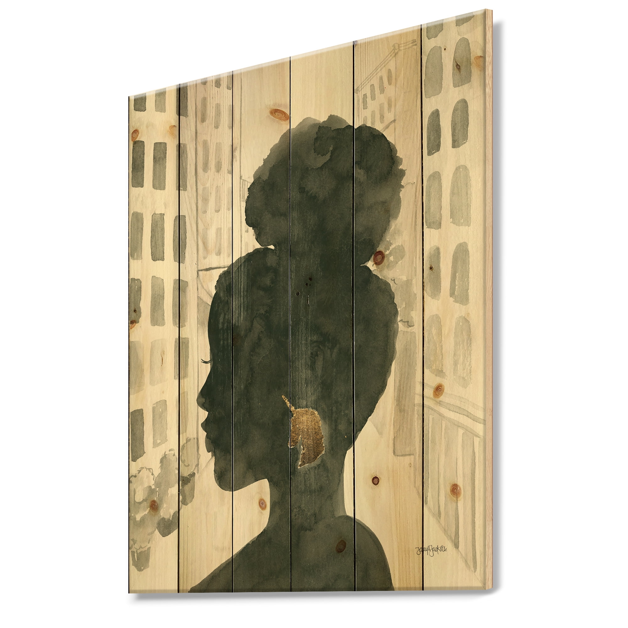 Designart 'Glam Pink Ladies II' Fashion Print on Natural Pine Wood