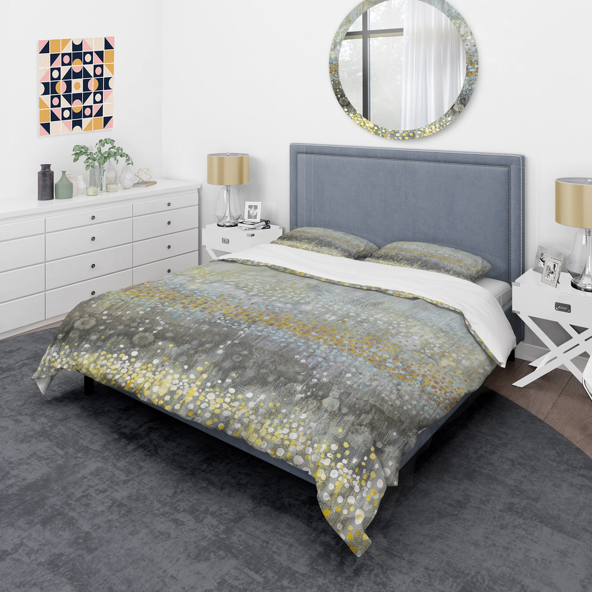 Designart 'Glam Rain Abstract III' Glam Duvet Cover Set