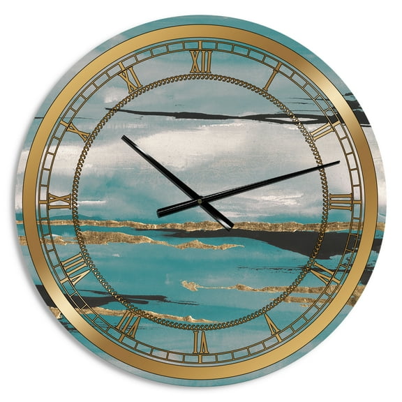 Designart 'Glam Teal Watercolor I' Glam Wall Clock