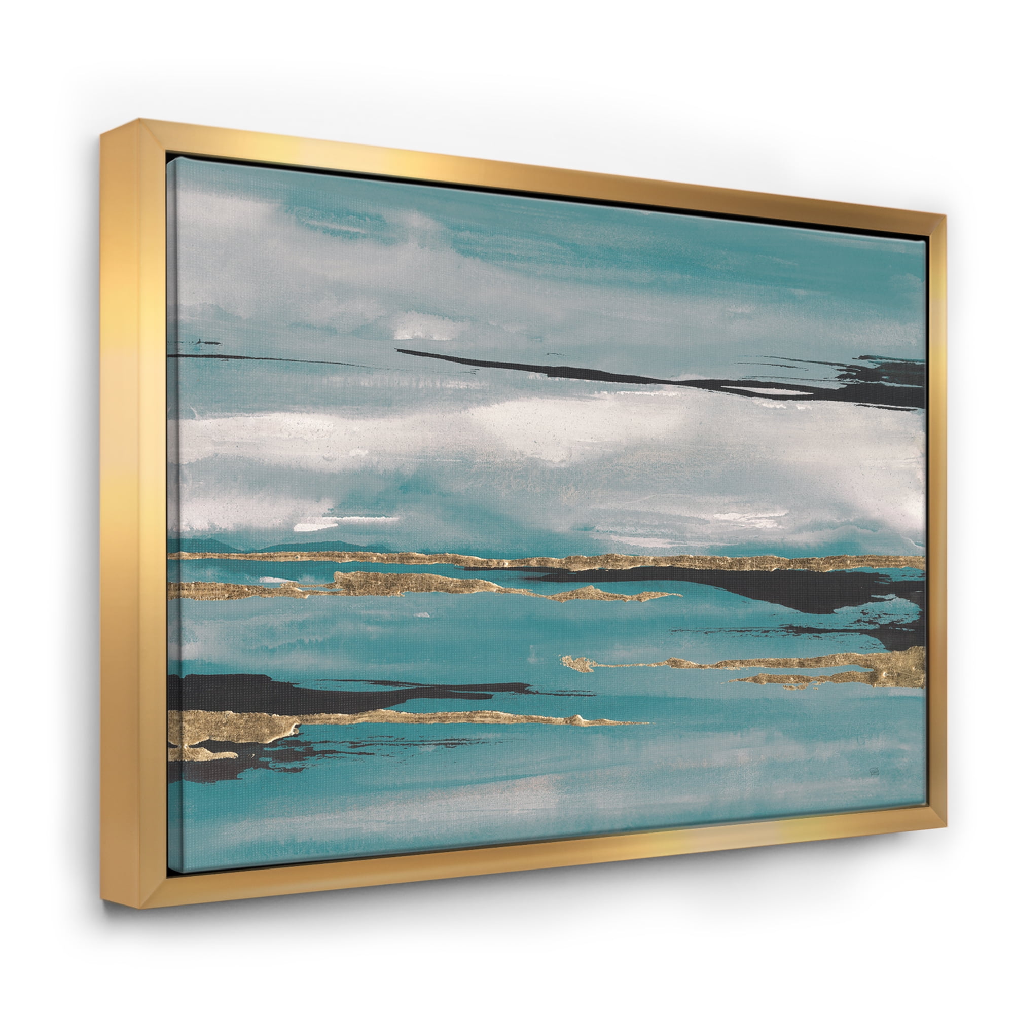 Designart ' Glam Teal Watercolor I ' Modern & Contemporary Framed Canvas