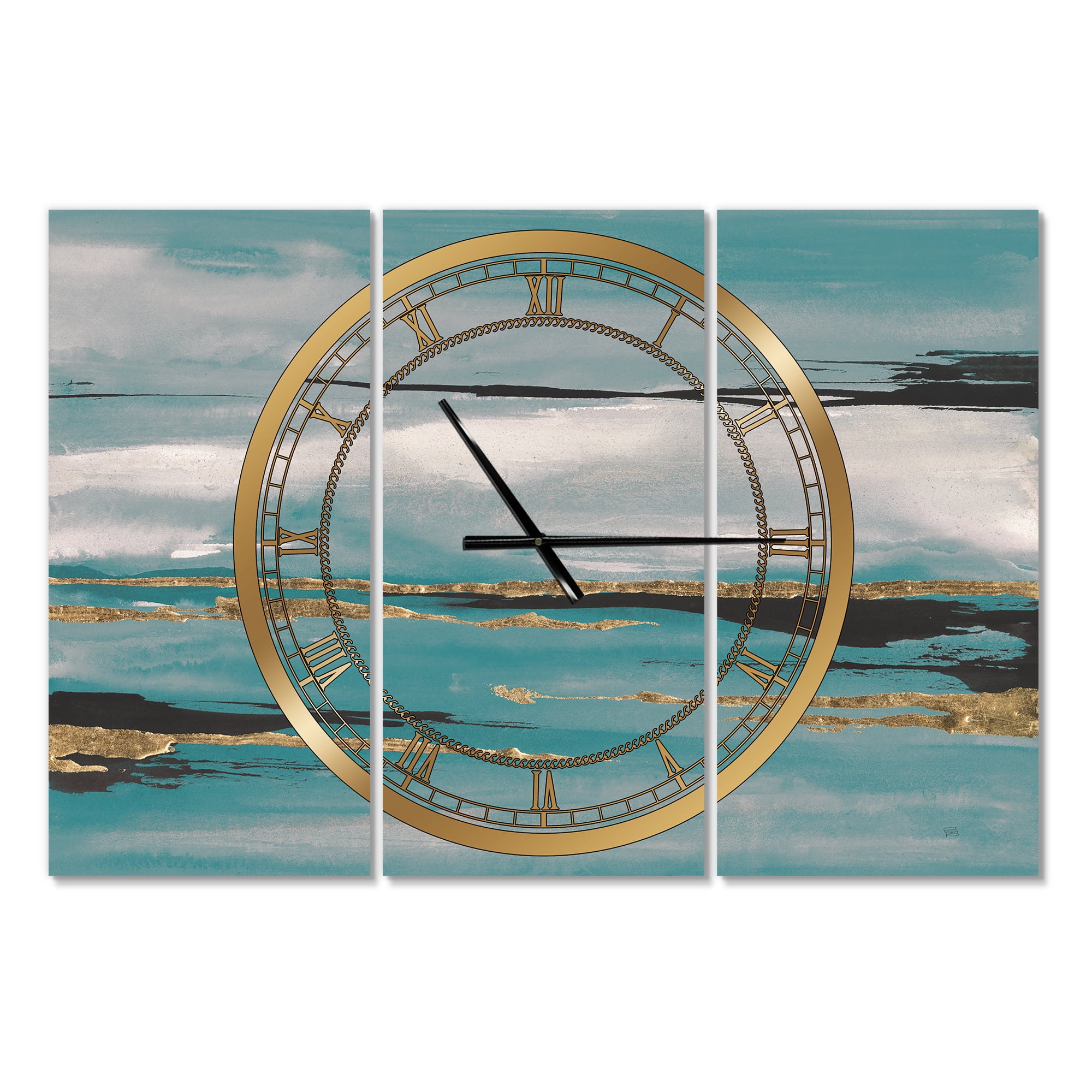 Designart 'Glam Teal Watercolor I' Modern wall clock