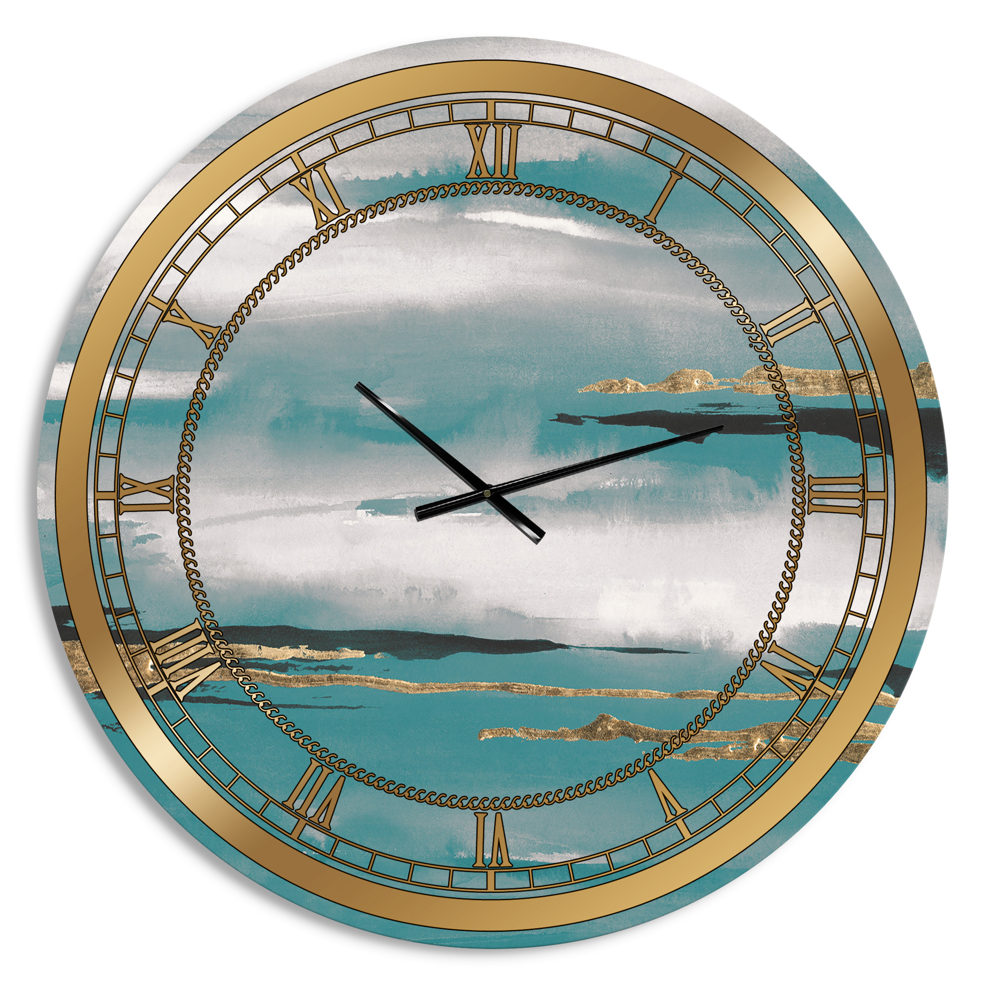 Designart 'Glam Teal Watercolor II' Glam Wall Clock