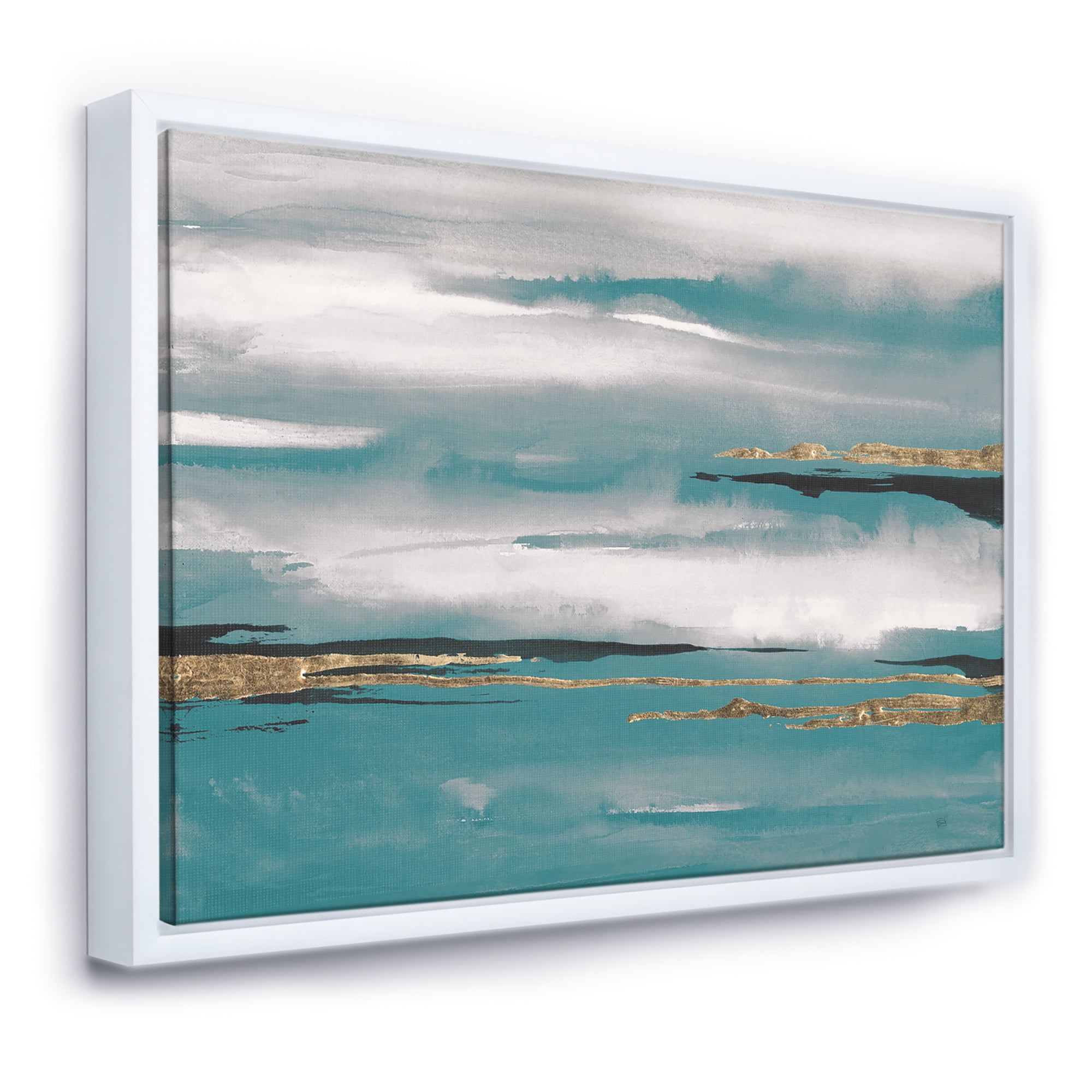 Designart ' Glam Teal Watercolor II ' Modern & Contemporary Framed Canvas