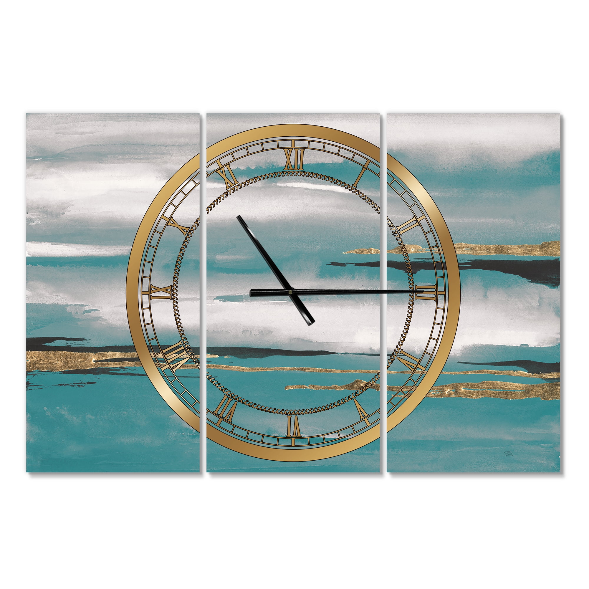 Designart 'Glam Teal Watercolor II' Modern Wall Clock