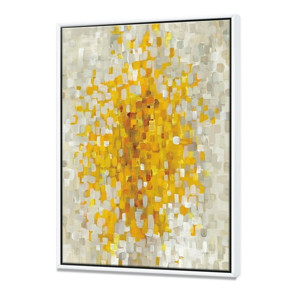 Designart ' Glam Yellow Explosion Blocks ' Modern & Transitional Framed Canvas