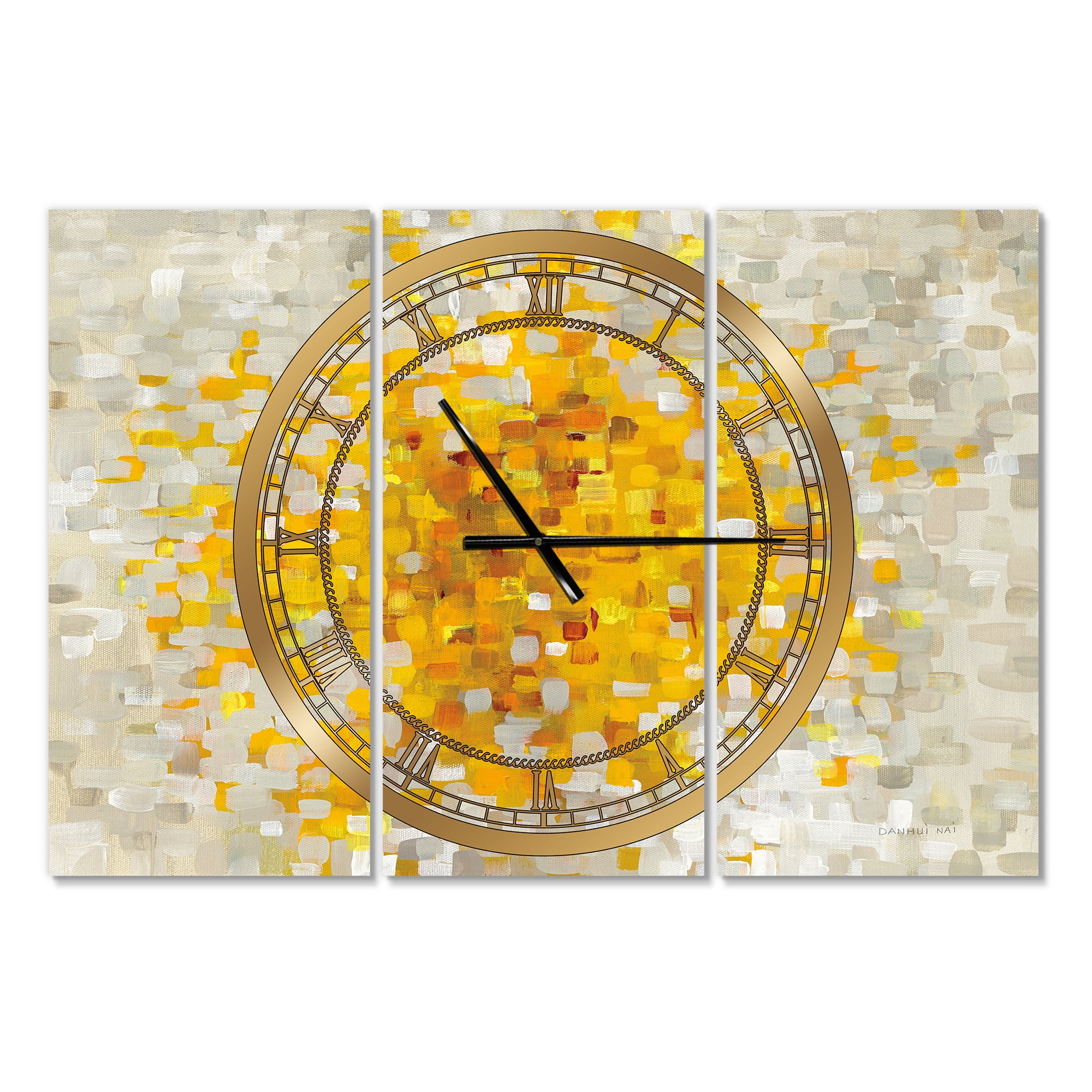 Designart 'Glam Yellow Explosion Blocks' Modern Wall Clock