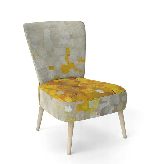 Designart "Glam Yellow Explosion Blocks" Upholstered Modern Accent Chair - Arm Chair