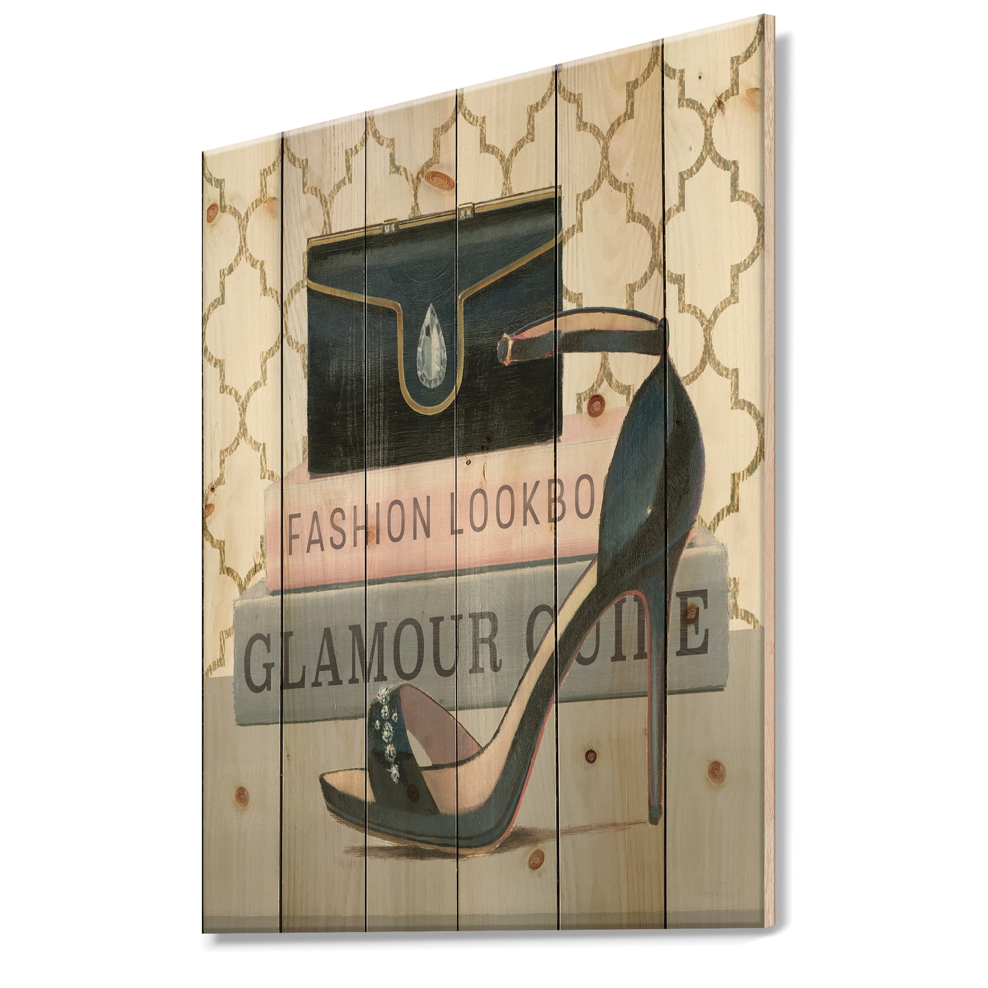 Designart 'Glam and Fashion High Heels VI' Posh & Luxe Print on Natural Pine Wood