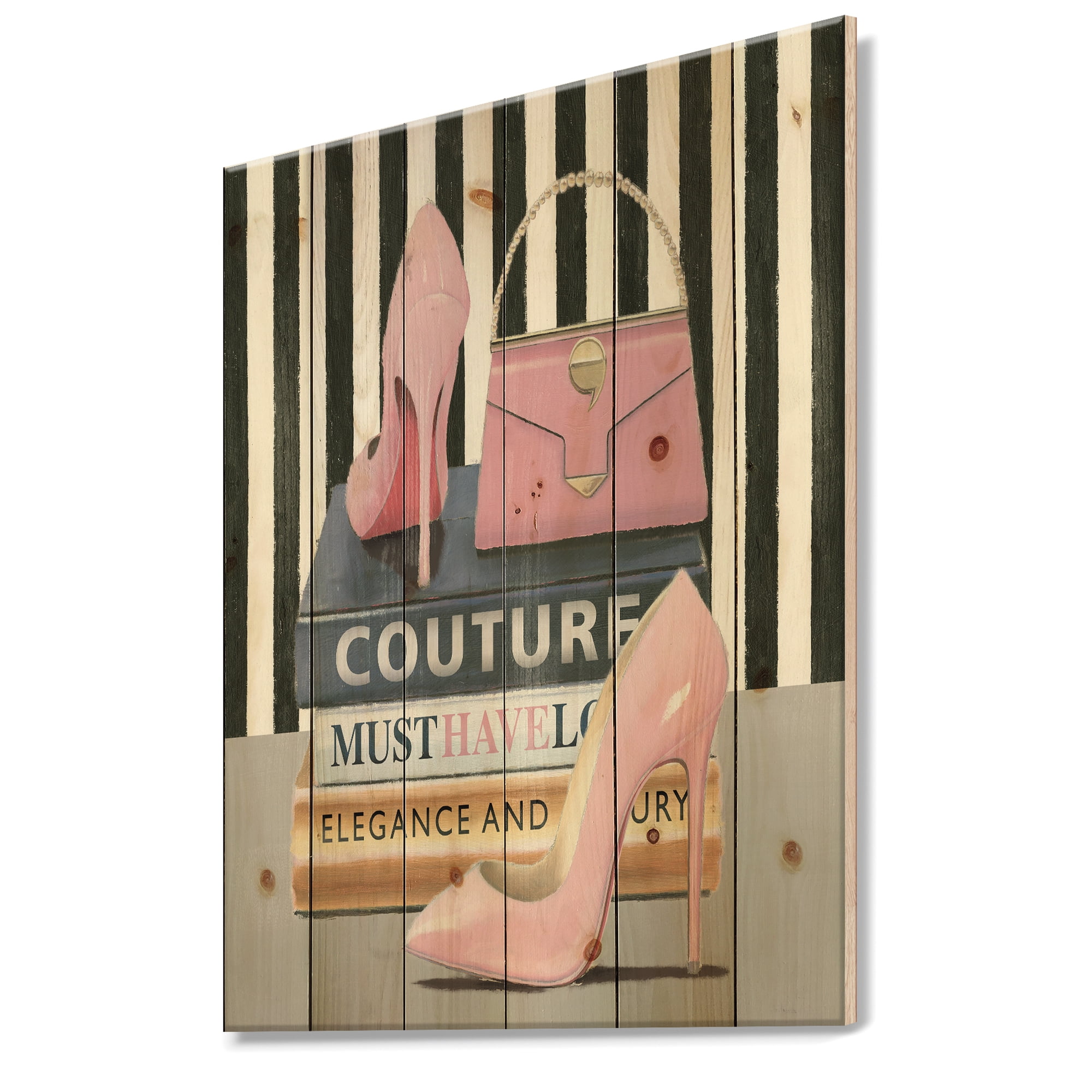 Designart 'Glam and Fashion High Heels VII' Posh & Luxe Print on Natural Pine Wood