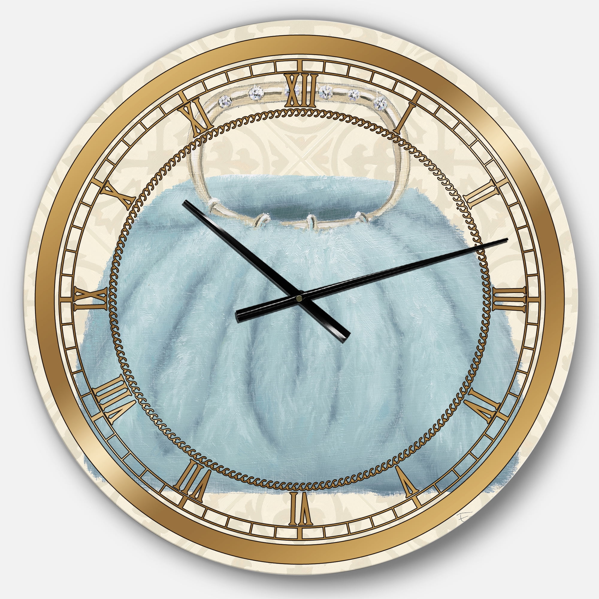 Designart 'Glam cosmetics Blue Bag' Glam wall clock