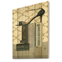 Designart 'Glam fashion High Heels IX' Fashion Print on Natural Pine Wood