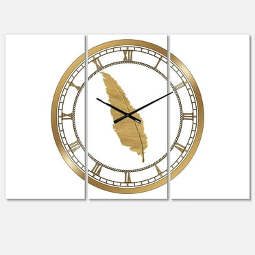 Designart 'Glam pure Gold Feather I' Traditional Wall Clock