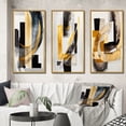 thumbnail image 1 of Designart "Glamorous Art Deco Abstraction I" Abstract Framed Wall Art Set Of 3 - Black Transitional Frame Gallery Wall Set For Home Decor, 1 of 6