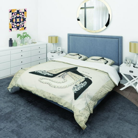 Designart 'Glamorous Black Diamond Stiletto I' Glam Duvet Cover Set