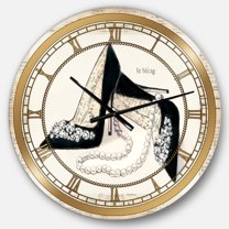 Designart 'Glamorous Black Diamond Stiletto I' Glam Wall Clock