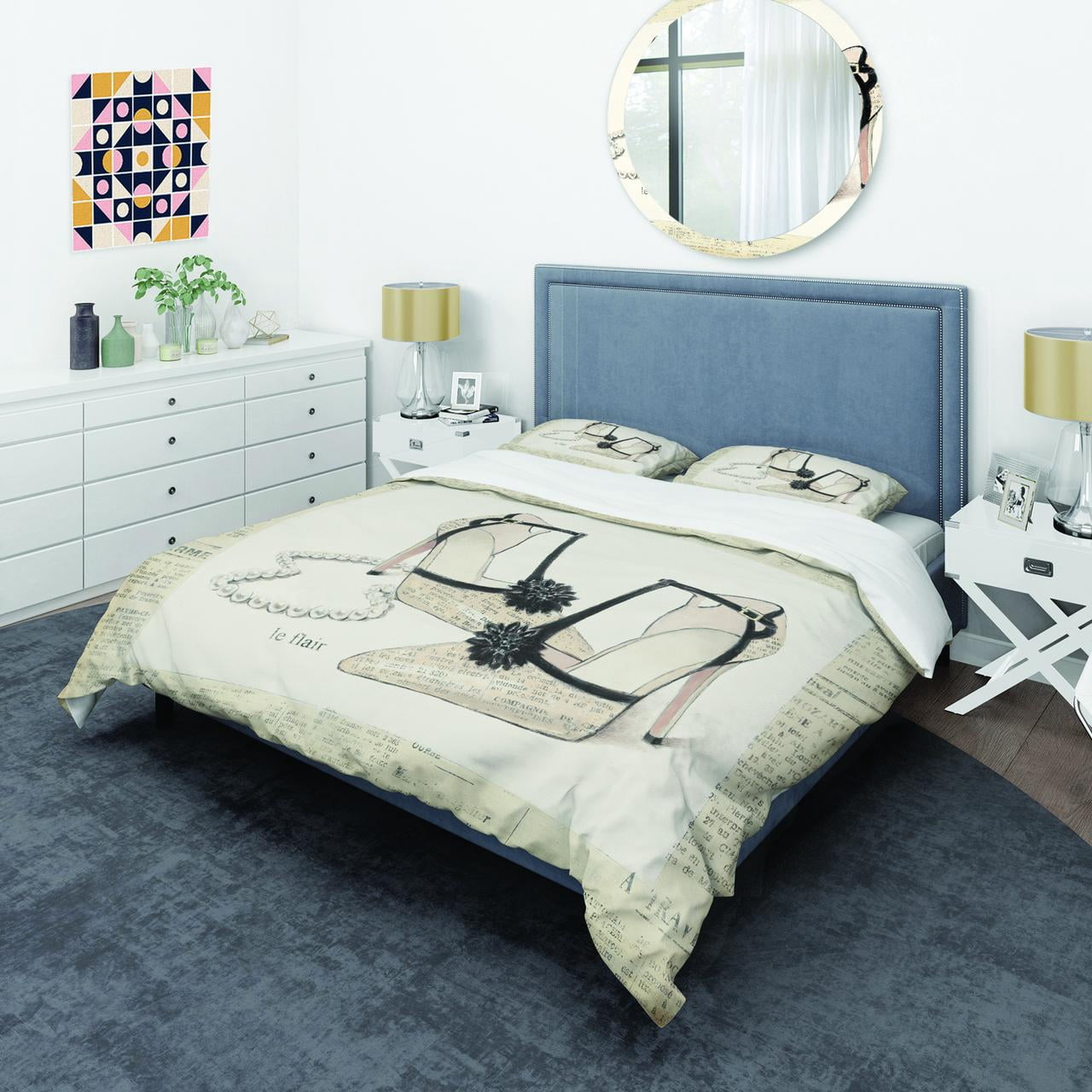 Designart 'Glamorous Black Diamond Stiletto II' Glam Duvet Cover Set