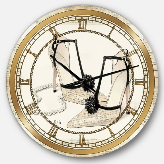 Designart 'Glamorous Black Diamond Stiletto II' Glam Wall Clock