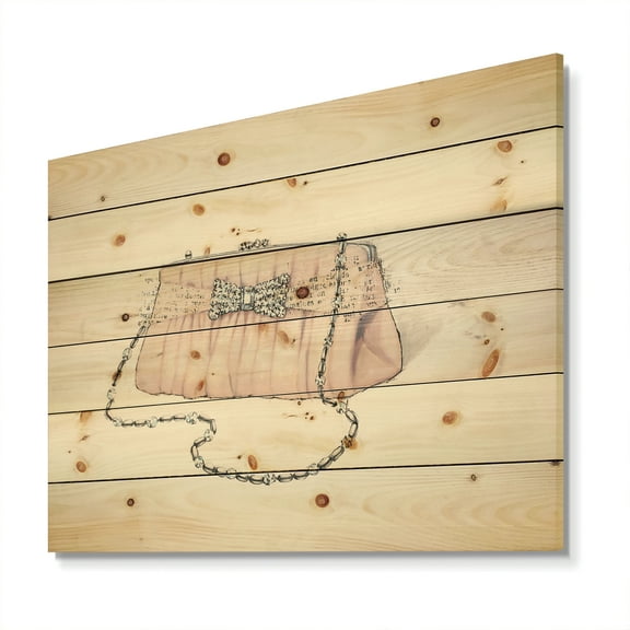Designart 'Glamorous Diamond Sparkle Purse II' Fashion Print on Natural Pine Wood