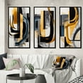 thumbnail image 1 of Designart "Glamorous Gold and Black Artistry II" Abstract Spirals Framed Wall Art Set Of 3 - Black Transitional Frame Canvas Set For Living Room Decor, 1 of 6