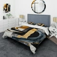 thumbnail image 1 of Designart "Glamorous Gold and Black Artistry II" Abstract Spirals Bedding Covert Set - Transitional Black Abstract Bed Set With 2 Shams, 1 of 6