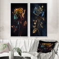 thumbnail image 1 of Designart "Glamorous Golden Rose on Black Background I" Floral Rose Framed Wall Art Set Of 2 - Traditional Pink Frame Gallery Set For Office Decor, 1 of 6