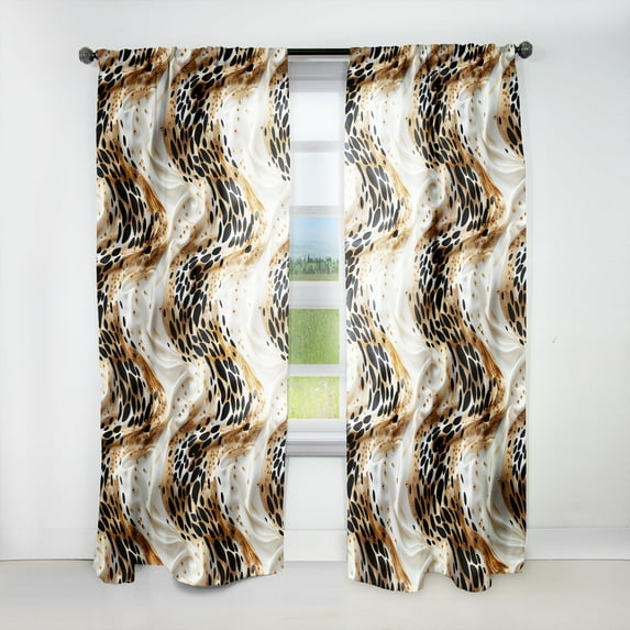 Designart "Glamorous Marble In Black And Gold" Marble Glam Curtain, Marble Curtain Single Panel