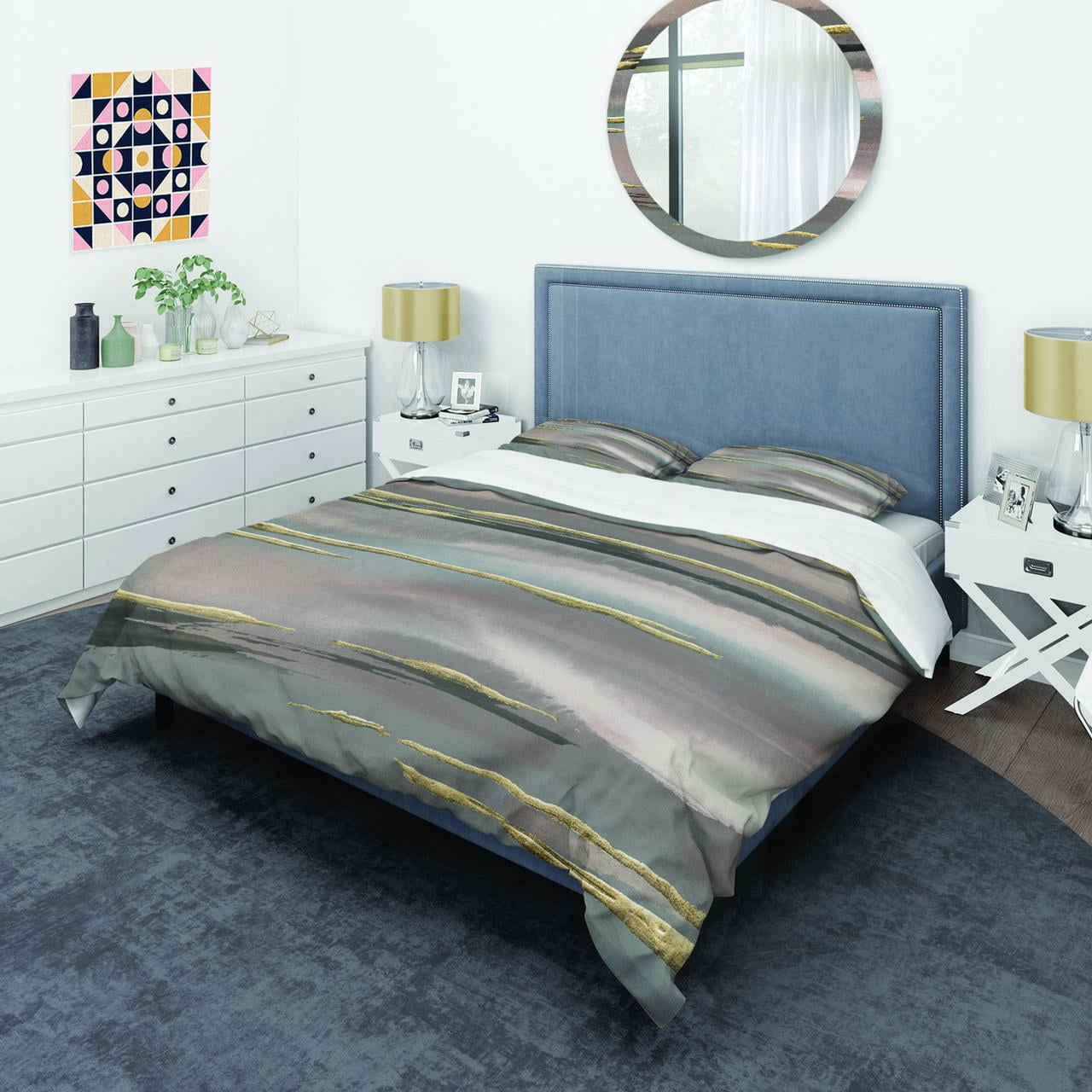 Designart 'Glamorous Morning Fog I' Glam Duvet Cover Set