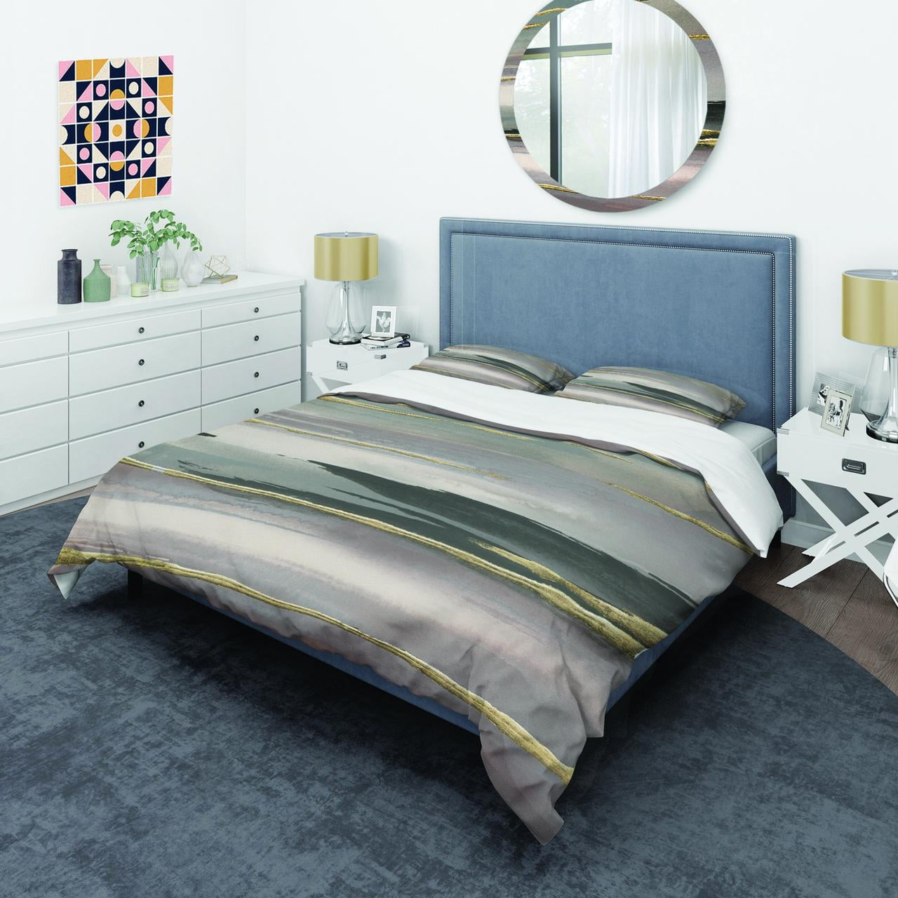 Designart 'Glamorous Morning Fog II' Glam Duvet Cover Set
