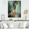 thumbnail image 1 of Designart "Glamorous Painting of Woman's Heels in Green and Pink I" Fashion Canvas Wall Art - Glam Green Woman Entryway Wall Art Print, 1 of 6