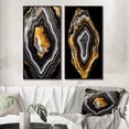 thumbnail image 1 of Designart "Glamorous Serenity Black Gold Agate" Abstract Shapes Framed Wall Art Set Of 2 - Transitional Gold Frame Gallery Set For Office Decor, 1 of 6