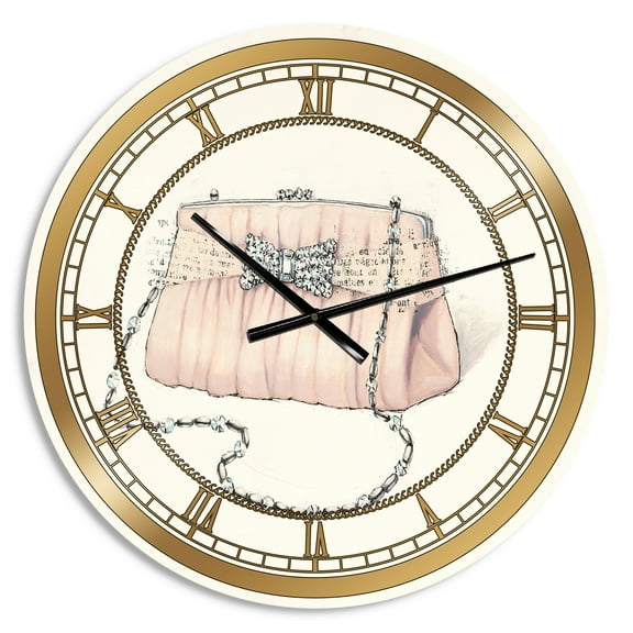 Designart 'Glamorous Sparkle Purse II' Glam wall clock